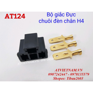 Bộ Giắc Đèn Đầu Đực Chân H4 - AT124 ( Bịch 10 bộ)